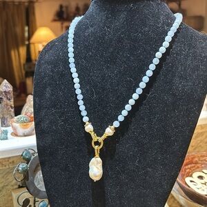 BAROQUE PEARL & AQUAMARINE NECKLACE